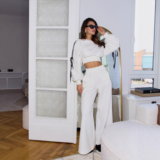 Damen sportliches Set mit modischen Schnürdetails und lässigem Schnitt R&B
