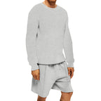 Herren lässiges Sweatshirt- und Shorts-Set mit strukturiertem Design R&B