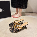 Damen Elegante Slingback Sandaletten mit tierischem Muster und Schmuckdetails R&B
