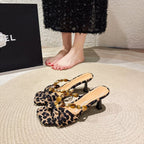 Damen Elegante Slingback Sandaletten mit tierischem Muster und Schmuckdetails R&B