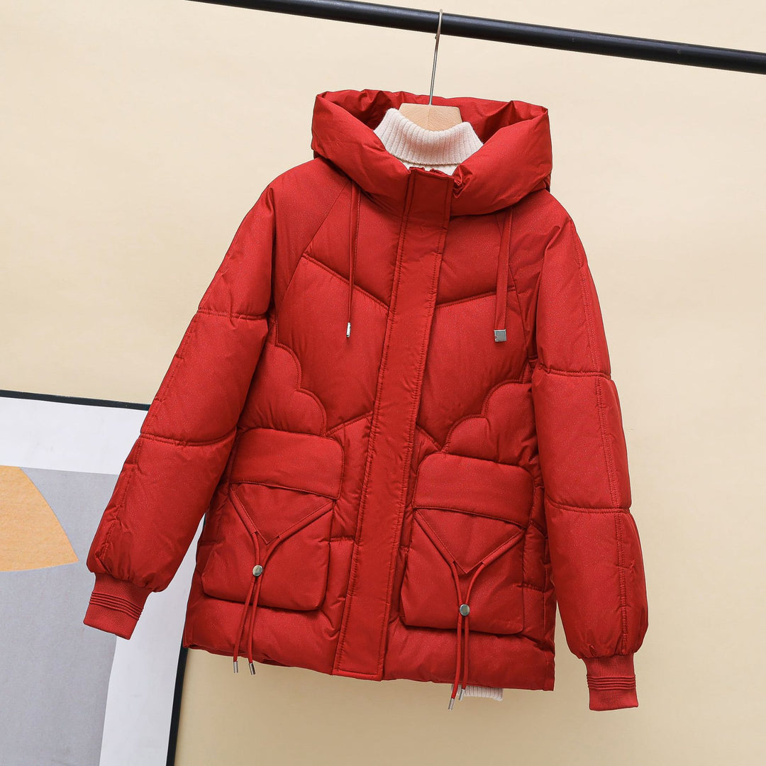 Damen gesteppte Winterjacke mit Kapuze und Herzdetails R&B