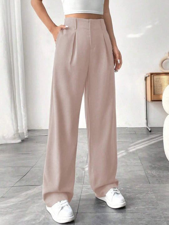 Damen Elegante Bundfaltenhose mit weitem Schnitt R&B