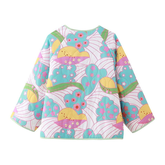 Damen Übergangsjacke mit fröhlichem Blumenmuster und praktischen Knopfdetails R&B