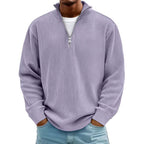 Herren nan gerippter Strickpullover mit halbem Reißverschluss und Stehkragen R&B