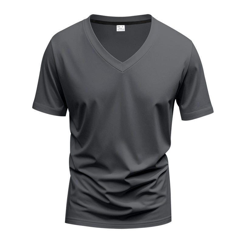 Herren nan klassisches V-Ausschnitt T-Shirt aus feinem Baumwolljersey mit verstärktem Nackenband und Doppelnaht R&B