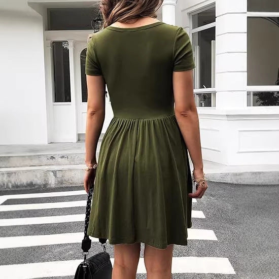 Damen Kurzarm Kleid R&B
