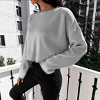 Damen Cropped Strickpullover mit feiner Rippenstruktur und lässigem Schnitt R&B