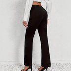 Damen Hochtaillierte Büro-Hose mit weitem Bein R&B