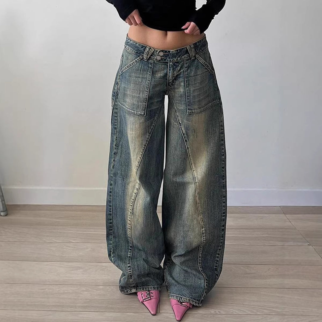 Damen weite Jeans mit lässigem Schnitt und einzigartigem Design R&B