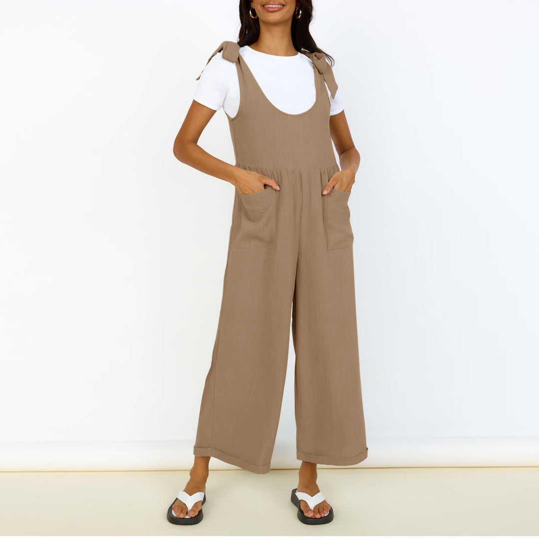 Damen Lässiger Jumpsuit mit verstellbaren Trägern und weitem Bein R&B