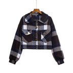 Damen Kariertes Hemdjacke mit weitem Schnitt und lässigen Details R&B