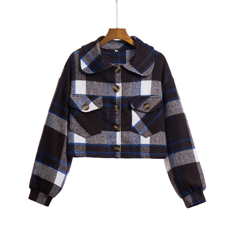 Damen Kariertes Hemdjacke mit weitem Schnitt und lässigen Details R&B