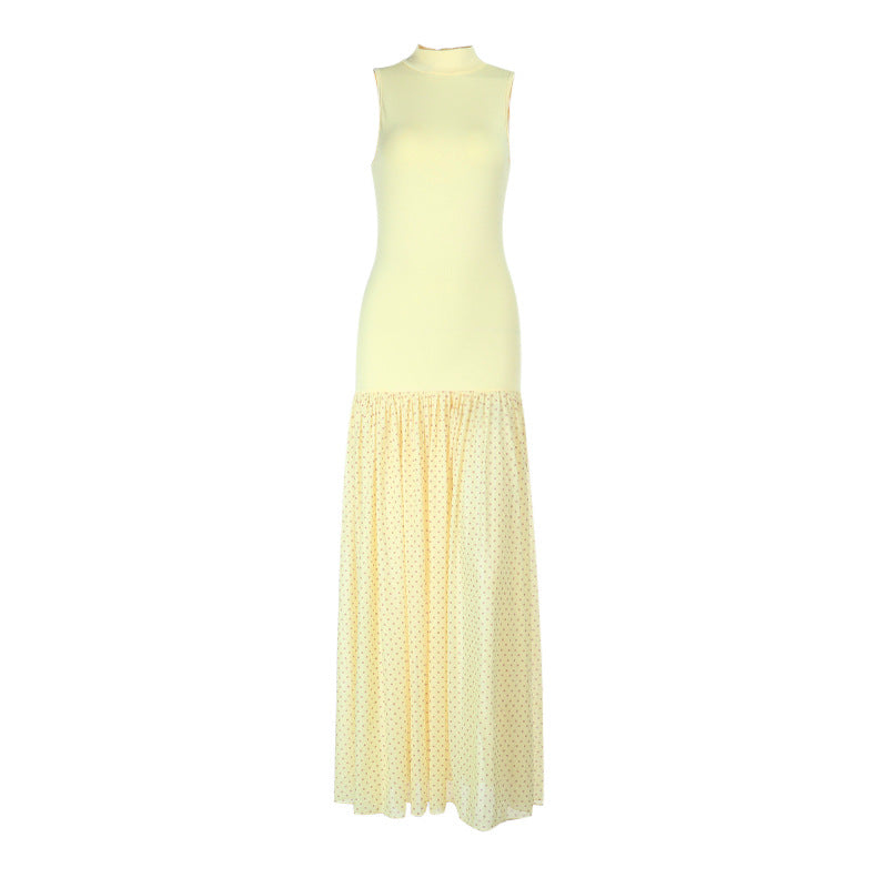 Damen Maxikleid mit ärmellosem Oberteil und romantischem Rüschensaum R&B