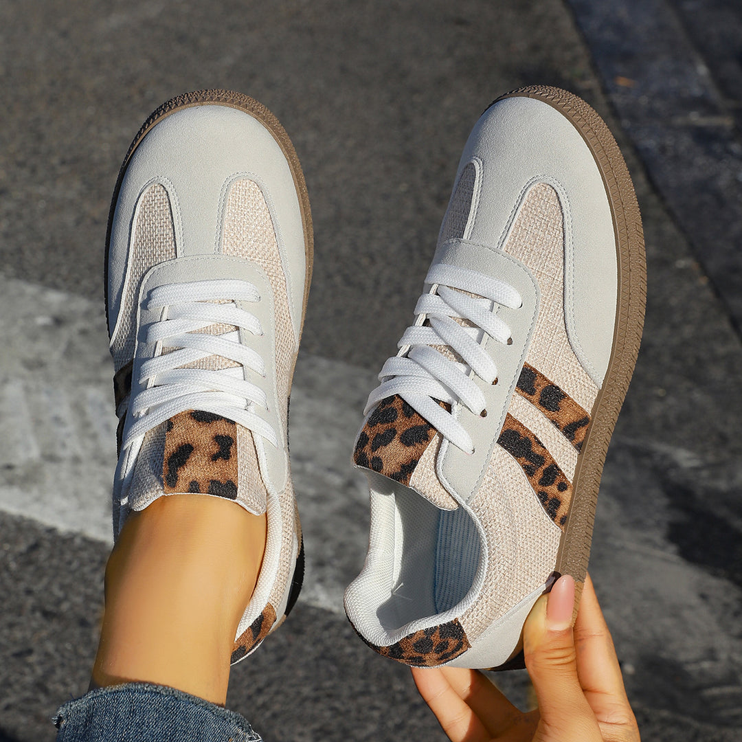 Damen Sportliche Sneakers mit modischen Leopardenakzenten und flexibler Laufsohle R&B