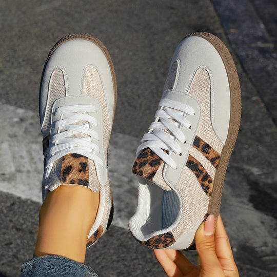 Damen Sportliche Sneakers mit modischen Leopardenakzenten und flexibler Laufsohle R&B