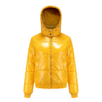 Damen glänzende Winterjacke mit Kapuze – Wasserabweisend & Wärmeisoliert – R&B