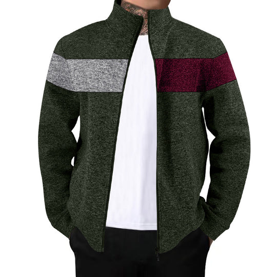 Herren Sportjacke mit kontrastierenden Farben und hohem Stehkragen R&B