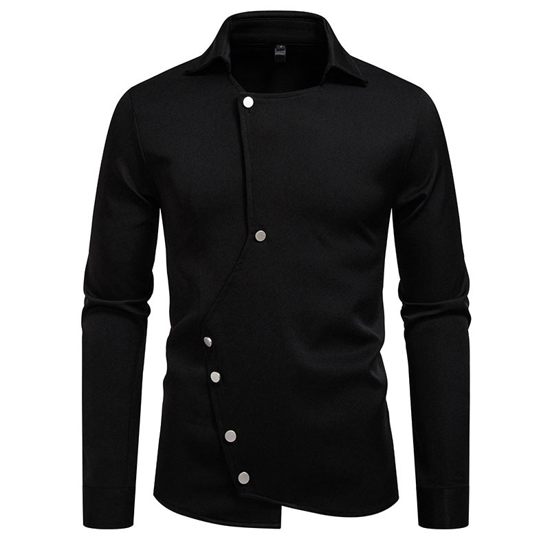 Herren modisches, asymmetrisches Hemd mit einzigartigen Knopfdetails R&B