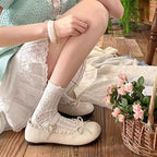 Damen Ballerinas mit verspielten Details und edler Schnürung R&B
