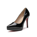 Damen elegante Plateau-Pumps mit glänzendem Lackfinish R&B