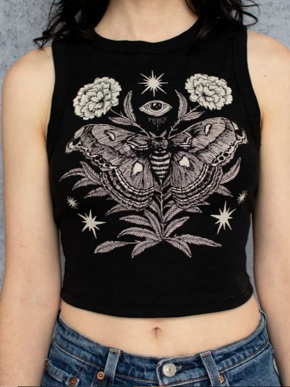 Damen Crop-Top mit einzigartigem Design und modischem Schriftzug R&B
