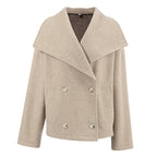 Damen Oversized Wolljacke mit breitem Revers R&B