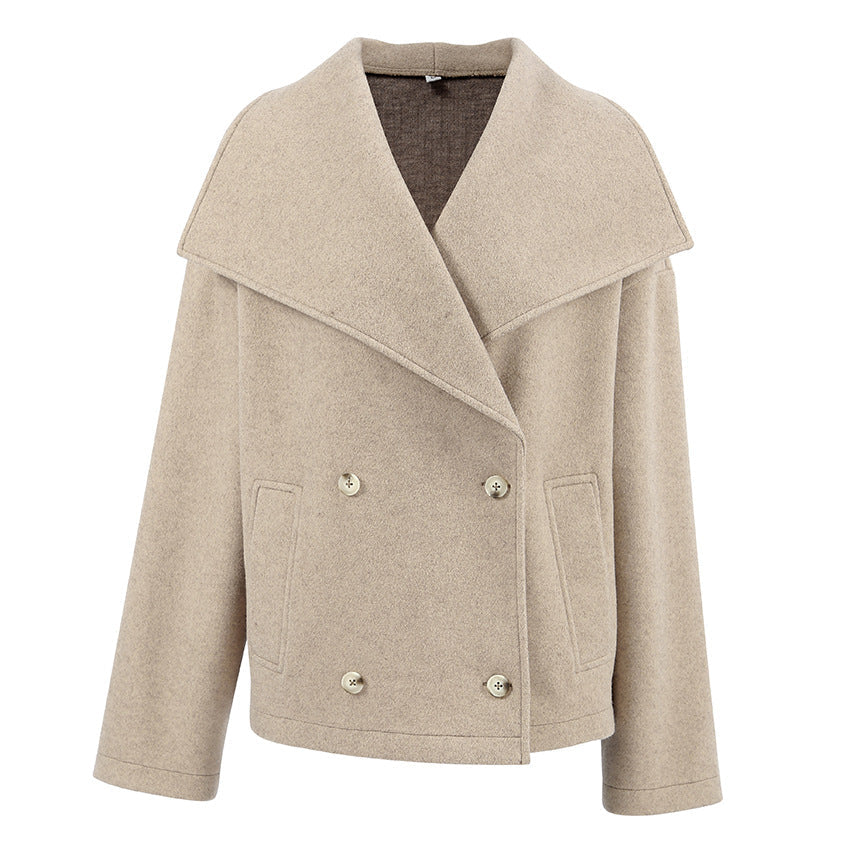 Damen Oversized Wolljacke mit breitem Revers R&B