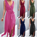 Damen Wickelkleid mit eleganter Schärpe und hohem Schlitz R&B