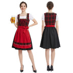 Damen nan traditionelles Trachten-Dirndl mit Schnürleiste, A-Linie Rock und Schleifen-Schürze R&B