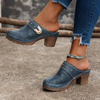 Damen Hohe Clogs mit floralem Muster und ergonomischem Fußbett R&B