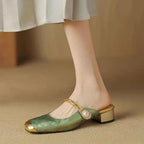 Damen Glänzende Slingback-Pumps mit kunstvollem Design R&B