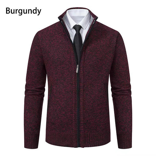 Herren modische Strickjacke mit hohem Kragen und durchgehendem Reißverschluss R&B