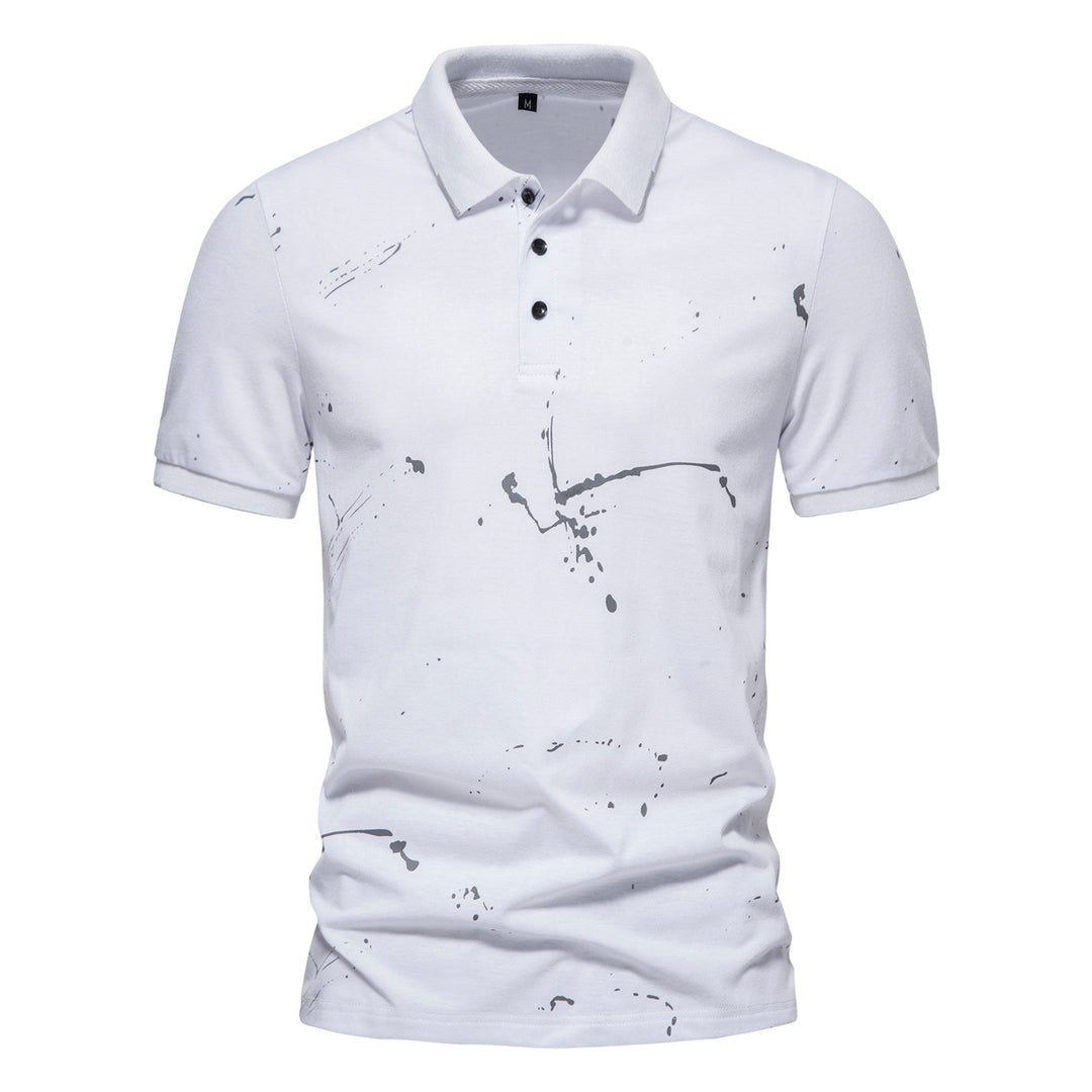 Herren Poloshirt mit kreativen Spritzdruck und hochwertiger Baumwolle R&B