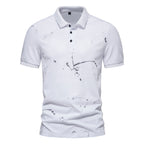 Herren Poloshirt mit kreativen Spritzdruck und hochwertiger Baumwolle
