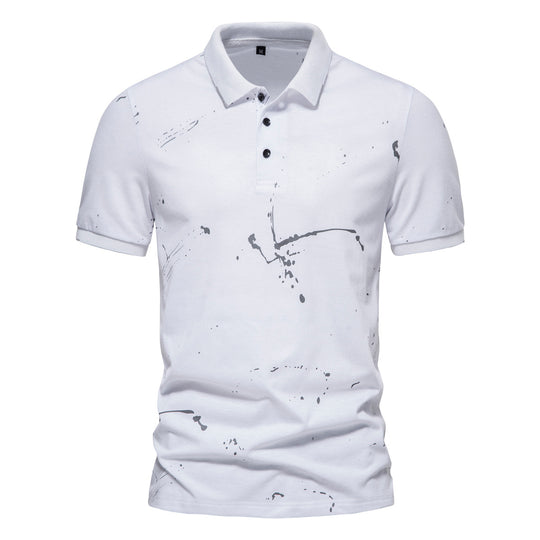 Herren Poloshirt mit kreativen Spritzdruck und hochwertiger Baumwolle R&B