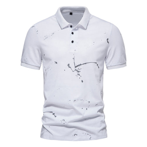 Herren Poloshirt mit kreativen Spritzdruck und hochwertiger Baumwolle R&B