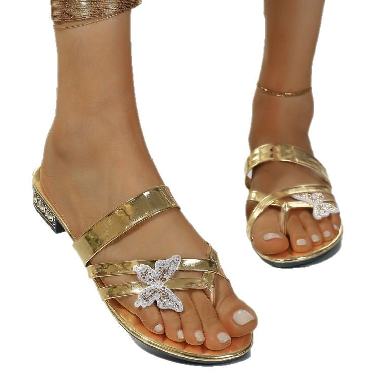 Damen Glitzernde Sandalen mit Schmetterlings-Applikationen R&B