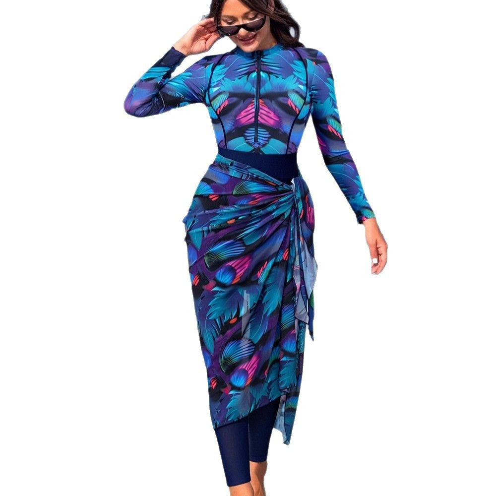 Damen Moderner UV-Schutz-Badeanzug mit Wickelrock R&B