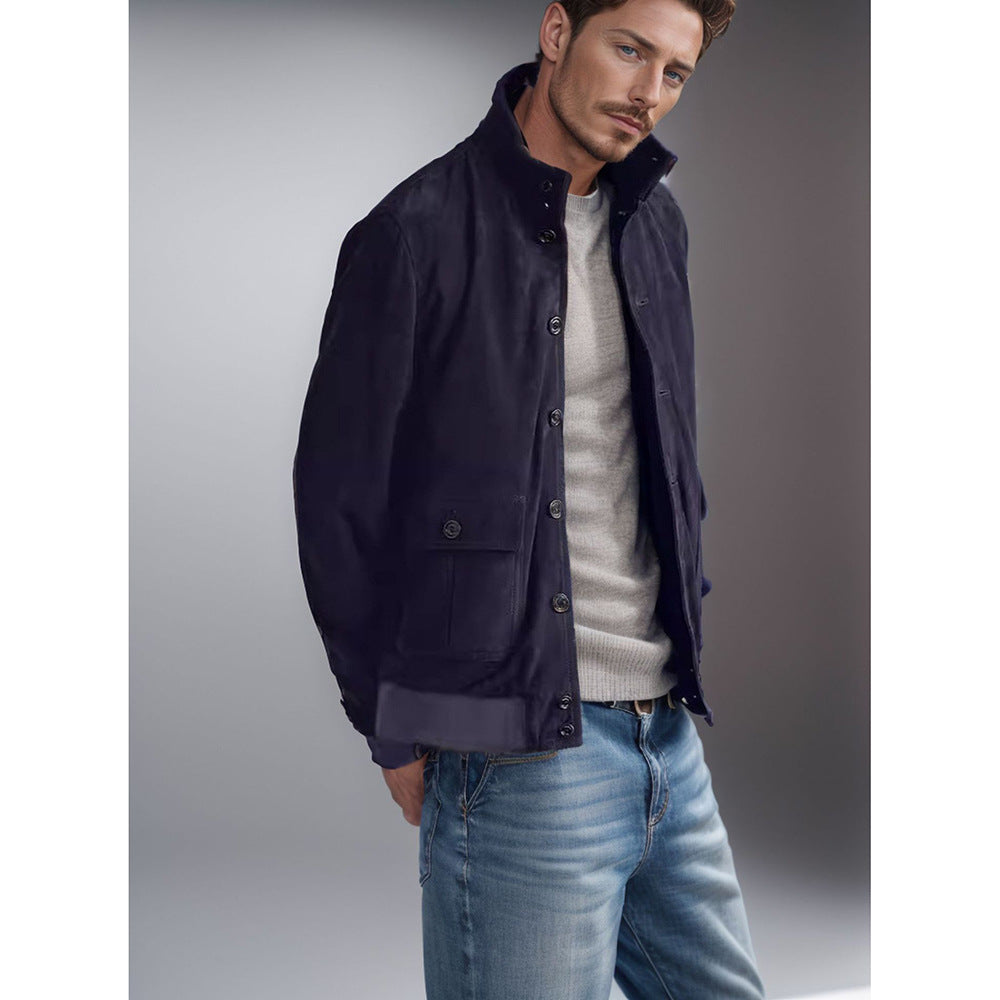 Herren modische Übergangsjacke mit hohen Kragen und aufgesetzten Taschen R&B