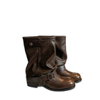 Damen Stiefel mit elegantem Riemenverschluss und modischem Falten-Design