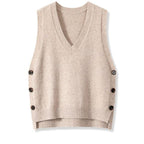Damen Strickweste mit V-Ausschnitt und Knopfdetails R&B