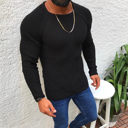 Herren Strickpullover mit strukturiertem Wabenmuster und engem Schnitt R&B