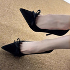 Damen elegante Pumps mit feinem Schleifen-Detail und spitzem Zehenbereich R&B