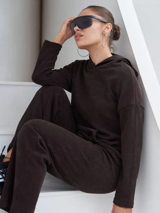 Damen bequemer Kapuzenpullover mit passender Jogginghose R&B