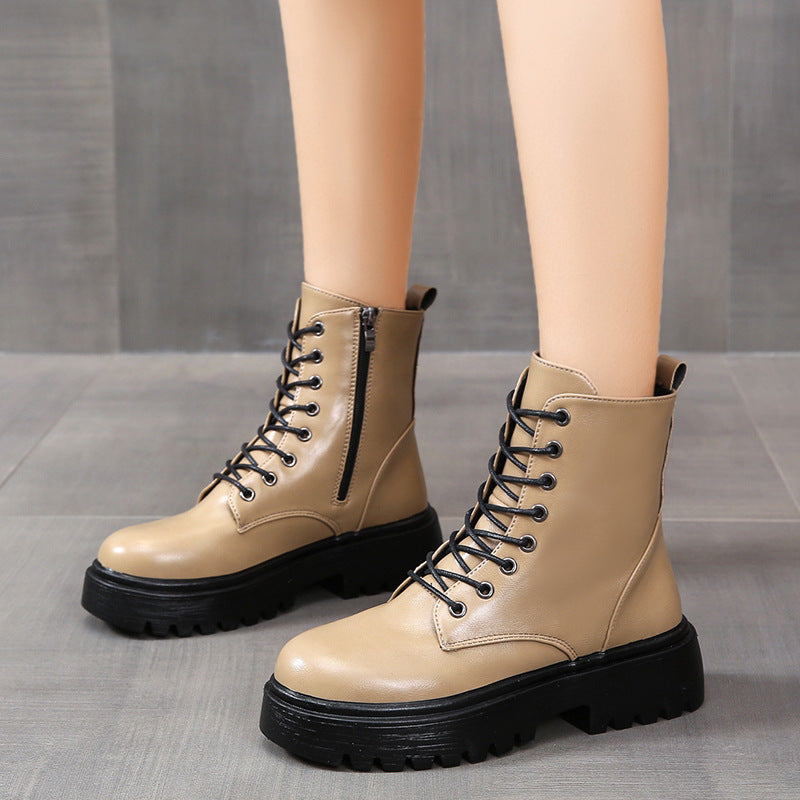 Damen Schnürstiefel mit robustem Profil und modischer Schnürung R&B