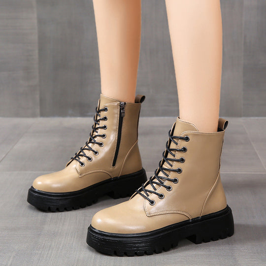 Damen Schnürstiefel mit robustem Profil und modischer Schnürung R&B