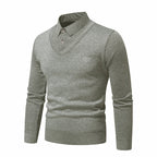 Herren Strickpullover mit V-Ausschnitt und modernem Rippenmuster
