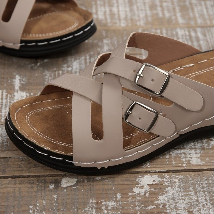 Damen Komfortable Zehentrenner-Sandalen mit verstellbarem Riemendesign und anatomischem Fußbett R&B
