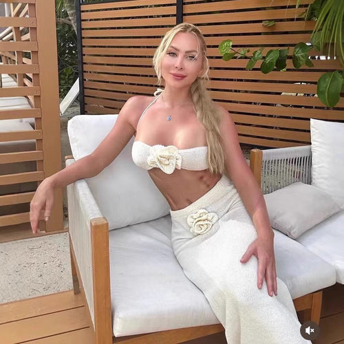 Damen Bandeau-Top und knitted Rock Set R&B