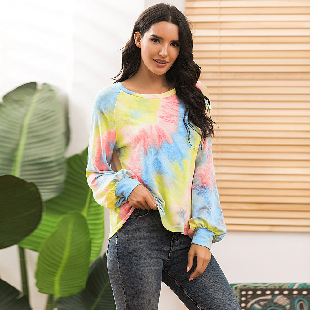 Damen lässiger Kapuzenpullover mit modischem Tie-Dye-Muster R&B